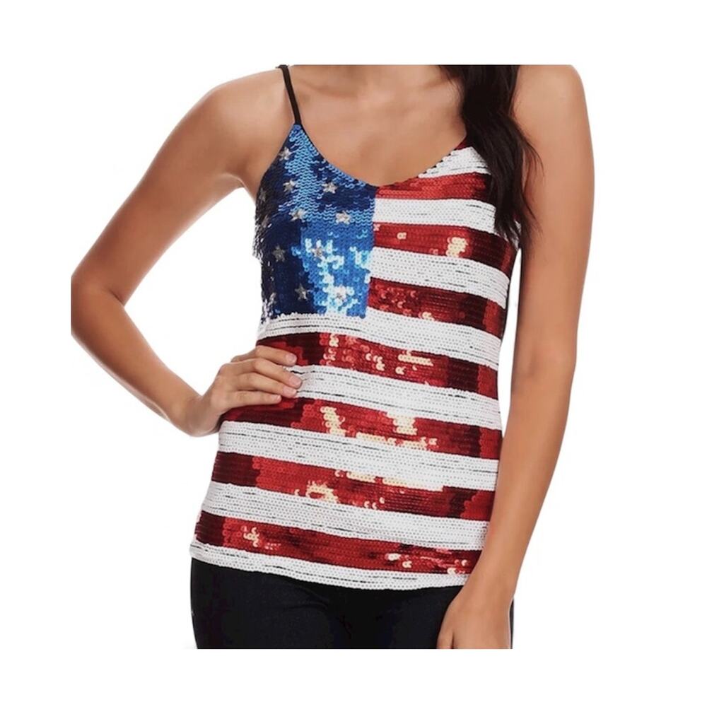 Third Wish large sequin patriotic flag tank top stars & stripes TS 3175